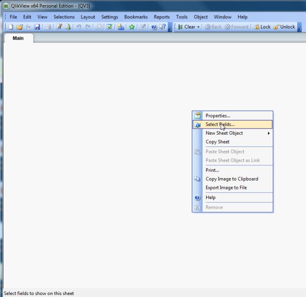 Right Click on main window